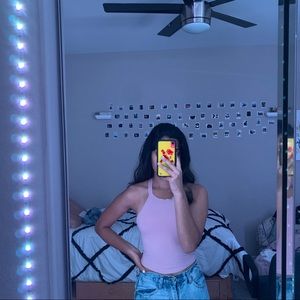 pink cropped tank top